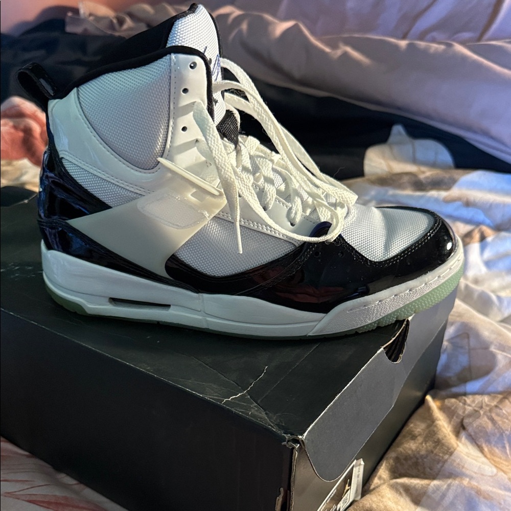 Black and White Air Flight Jordan High-Top Sneakers
